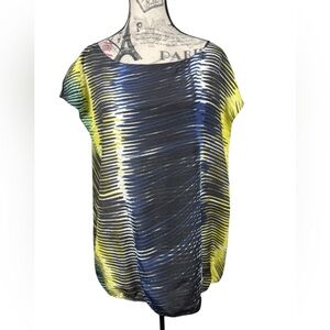 LOFT Chic Abstract Print Vibrant Black and Yellow Blouse Size Large